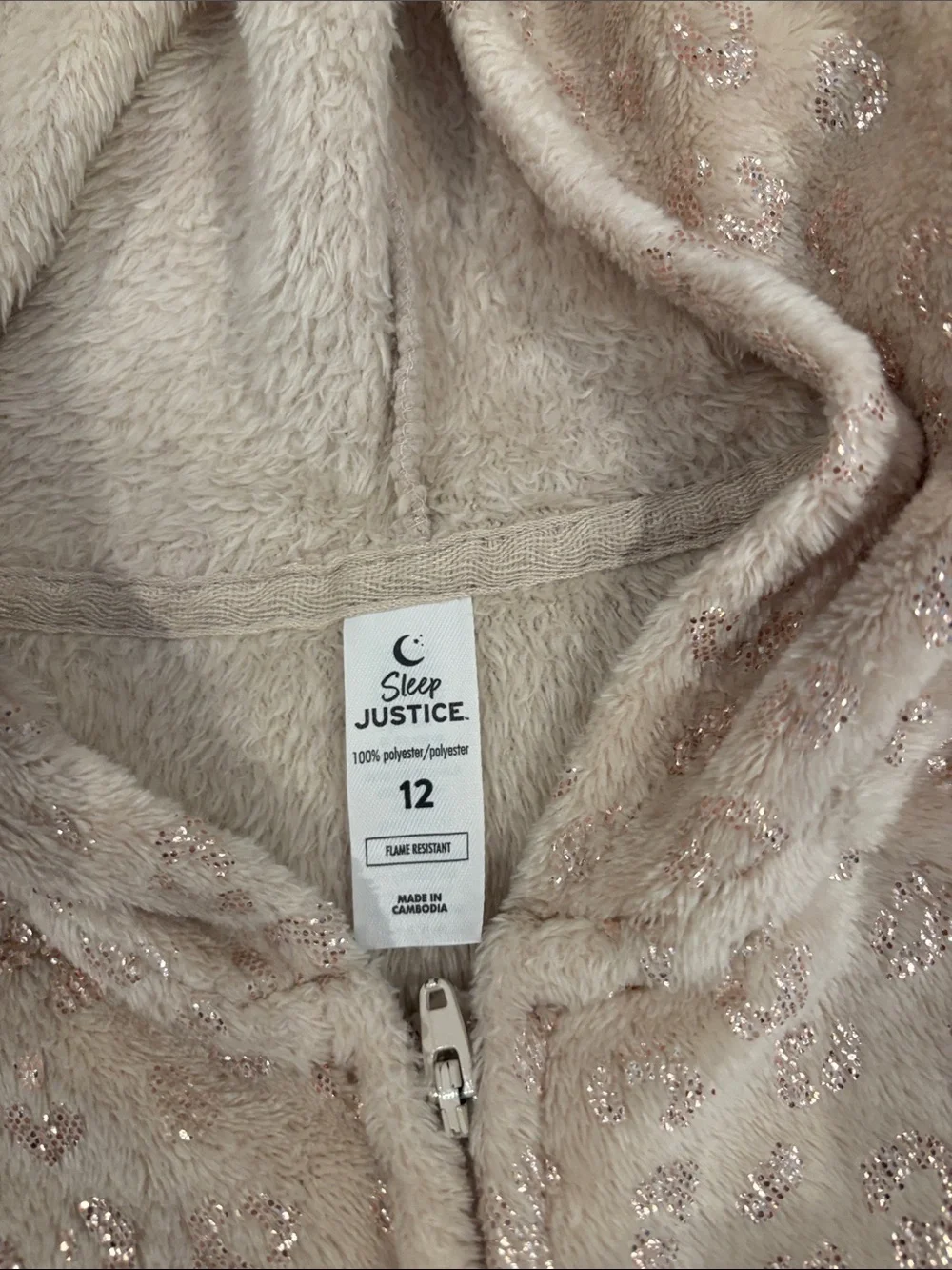 Justice Sparkle Plush Hooded pajamas One-Piece